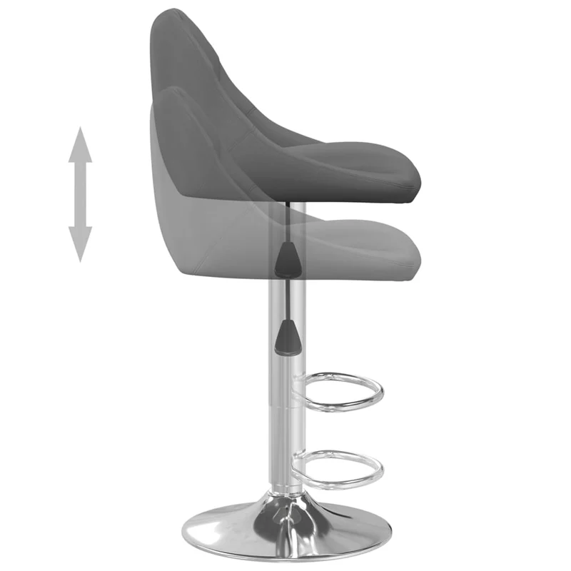Lot de 2 tabourets de bar chaises hautes coutures losanges en velours gris foncé et acier DEC029726