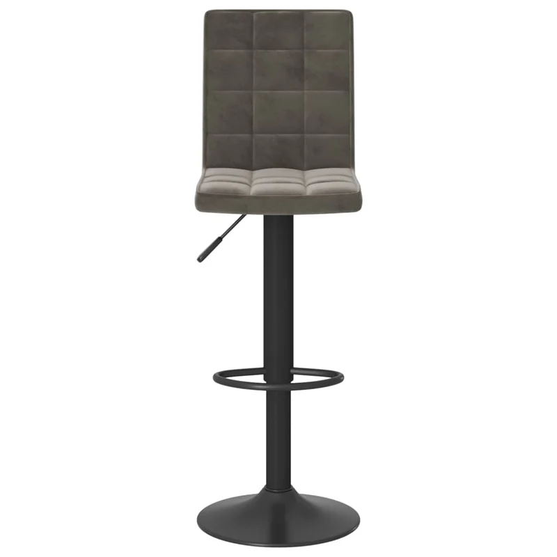 Lot de 2 tabourets de bar chaises hautes coutures carrées en velours gris foncé et acier noir DEC029722