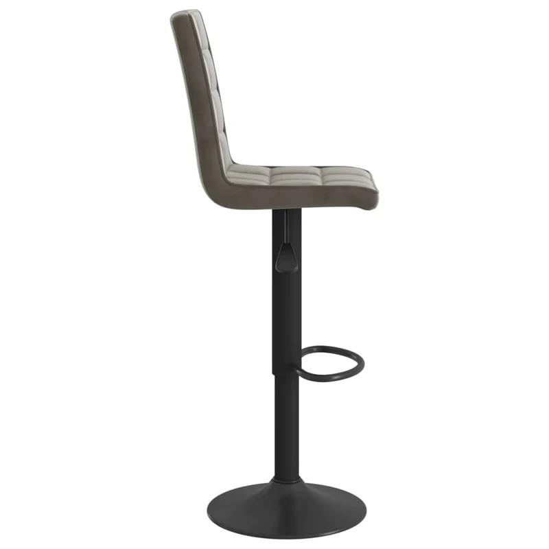 Lot de 2 tabourets de bar chaises hautes coutures carrées en velours gris foncé et acier noir DEC029722