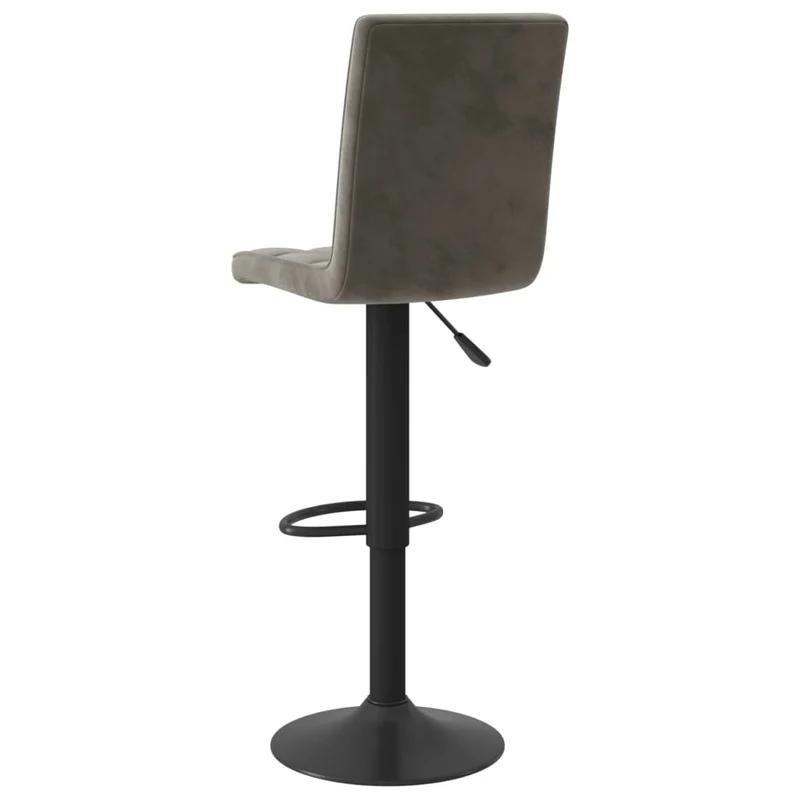 Lot de 2 tabourets de bar chaises hautes coutures carrées en velours gris foncé et acier noir DEC029722