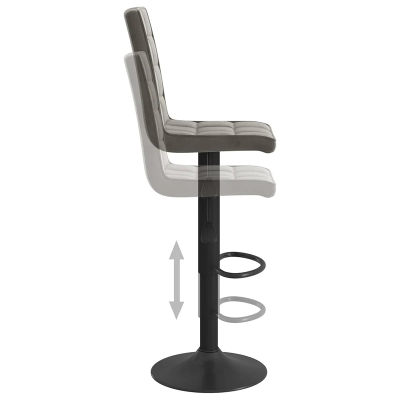 Lot de 2 tabourets de bar chaises hautes coutures carrées en velours gris foncé et acier noir DEC029722