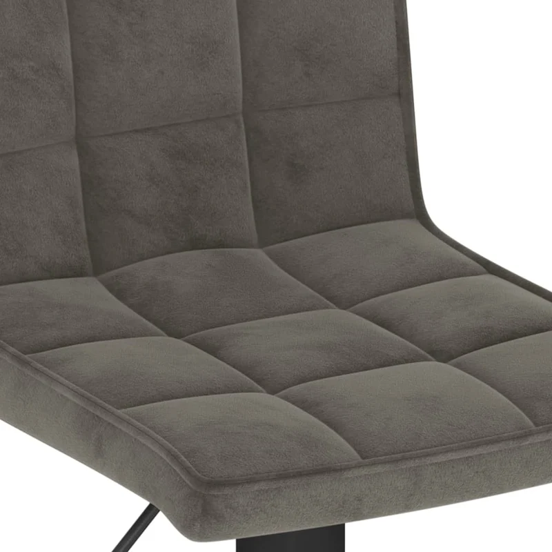 Lot de 2 tabourets de bar chaises hautes coutures carrées en velours gris foncé et acier noir DEC029722