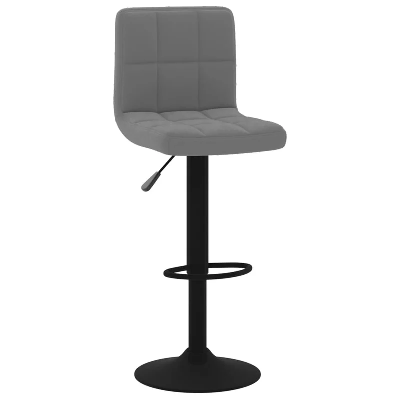 Lot de 2 tabourets de bar chaises hautes coutures carrées en velours gris foncé et acier noir DEC029717