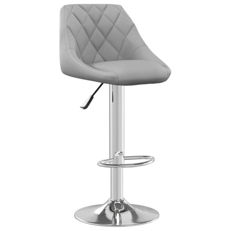 Lot de 2 tabourets de bar chaises hautes coutures losanges en velours gris clair et acier DEC029695