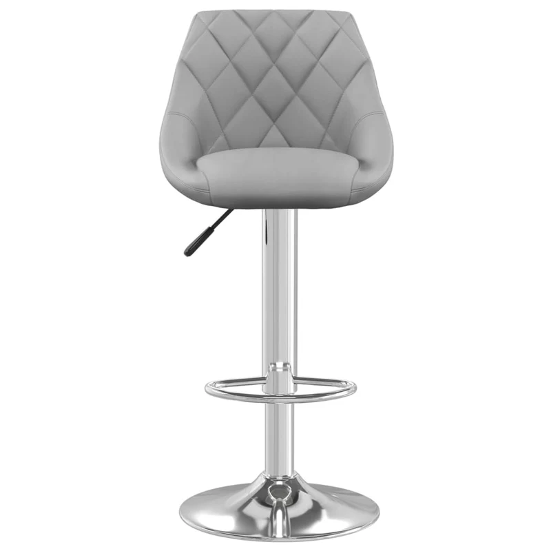 Lot de 2 tabourets de bar chaises hautes coutures losanges en velours gris clair et acier DEC029695