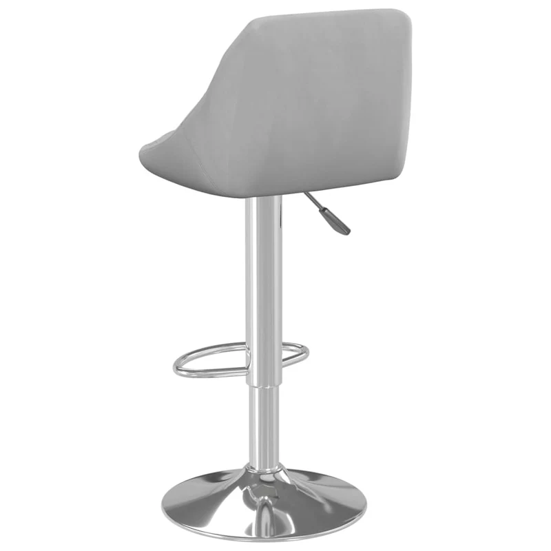 Lot de 2 tabourets de bar chaises hautes coutures losanges en velours gris clair et acier DEC029695