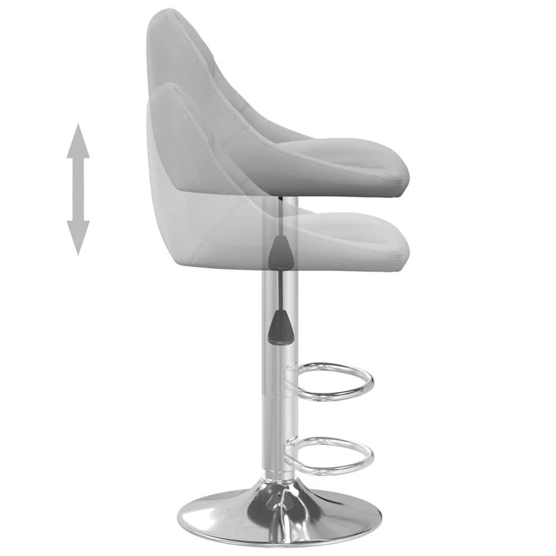 Lot de 2 tabourets de bar chaises hautes coutures losanges en velours gris clair et acier DEC029695