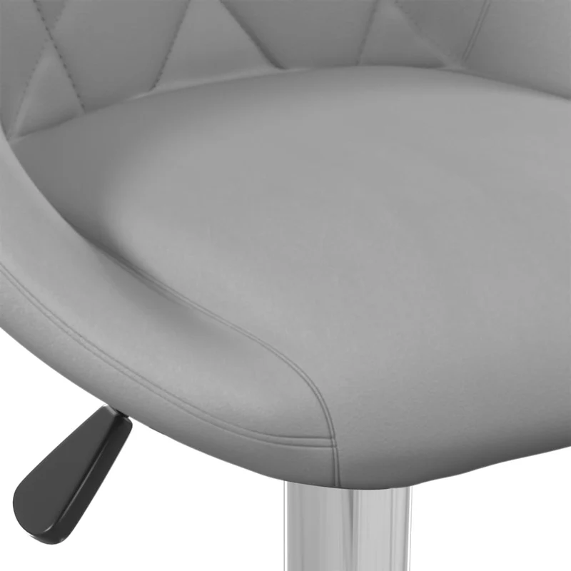 Lot de 2 tabourets de bar chaises hautes coutures losanges en velours gris clair et acier DEC029695
