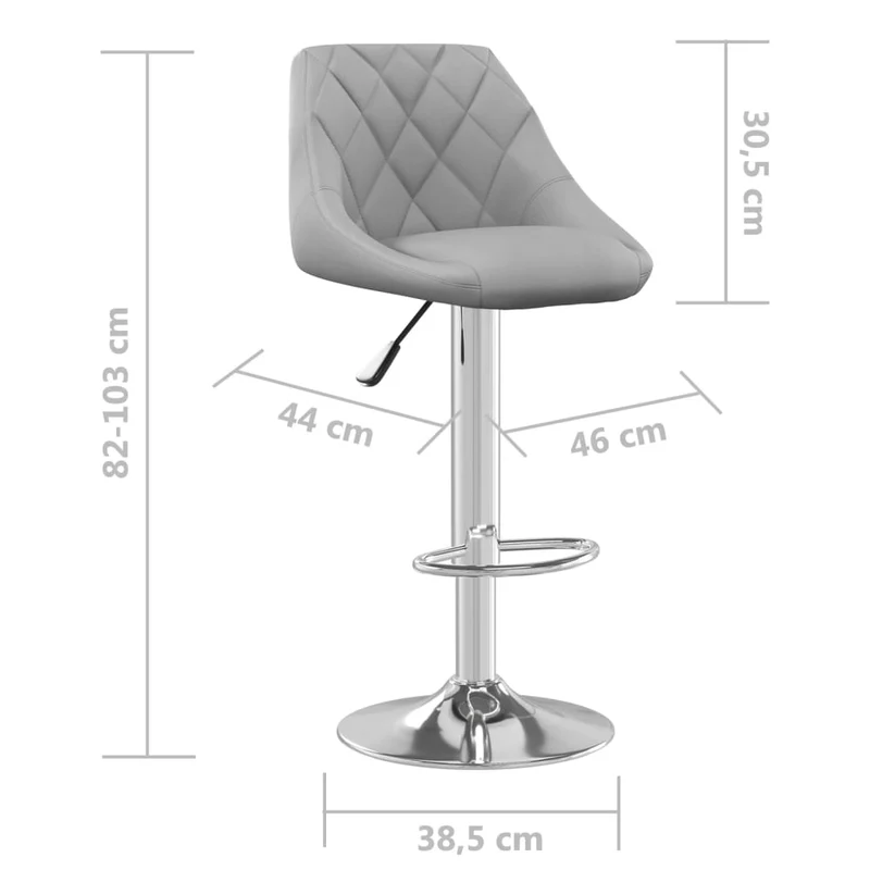 Lot de 2 tabourets de bar chaises hautes coutures losanges en velours gris clair et acier DEC029695