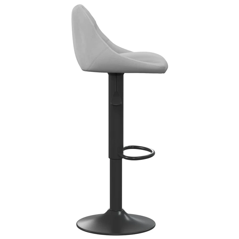 Lot de 2 tabourets de bar chaises hautes coutures losanges en velours gris clair et acier noir DEC029691