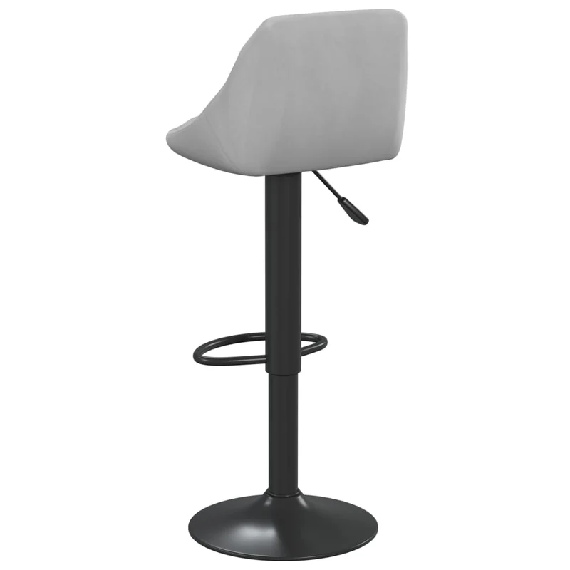 Lot de 2 tabourets de bar chaises hautes coutures losanges en velours gris clair et acier noir DEC029691