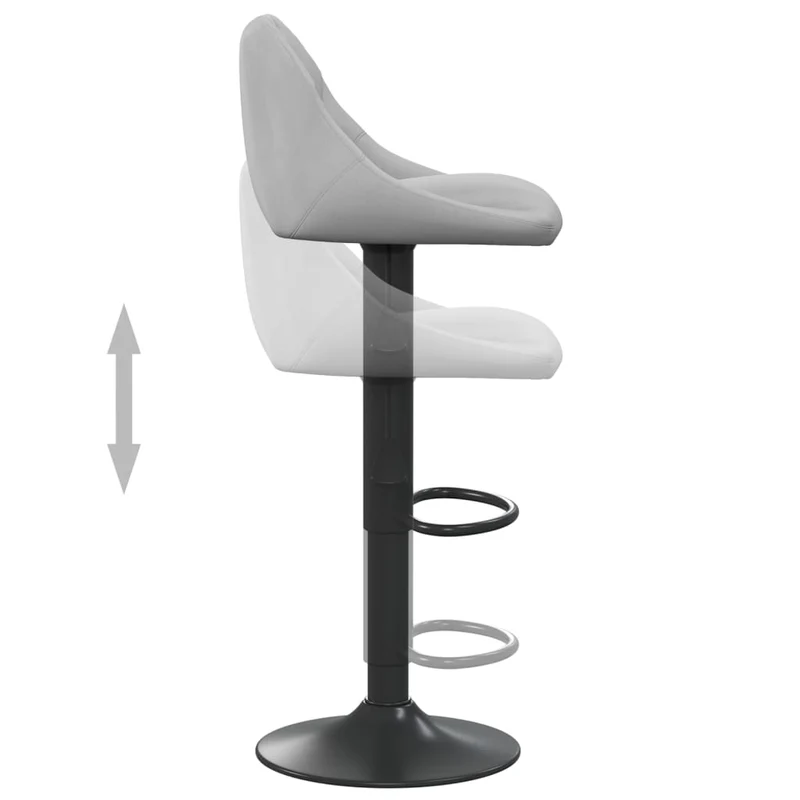 Lot de 2 tabourets de bar chaises hautes coutures losanges en velours gris clair et acier noir DEC029691