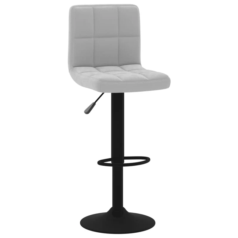 Lot de 2 tabourets de bar chaises hautes hauteur réglable en velours gris clair et acier noir DEC029689