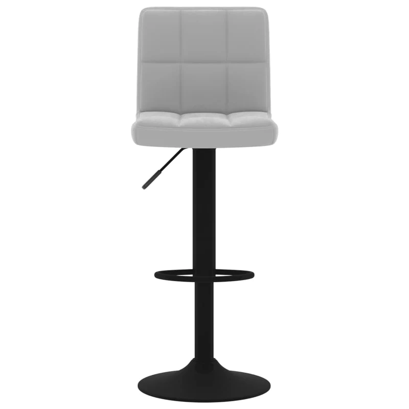 Lot de 2 tabourets de bar chaises hautes hauteur réglable en velours gris clair et acier noir DEC029689