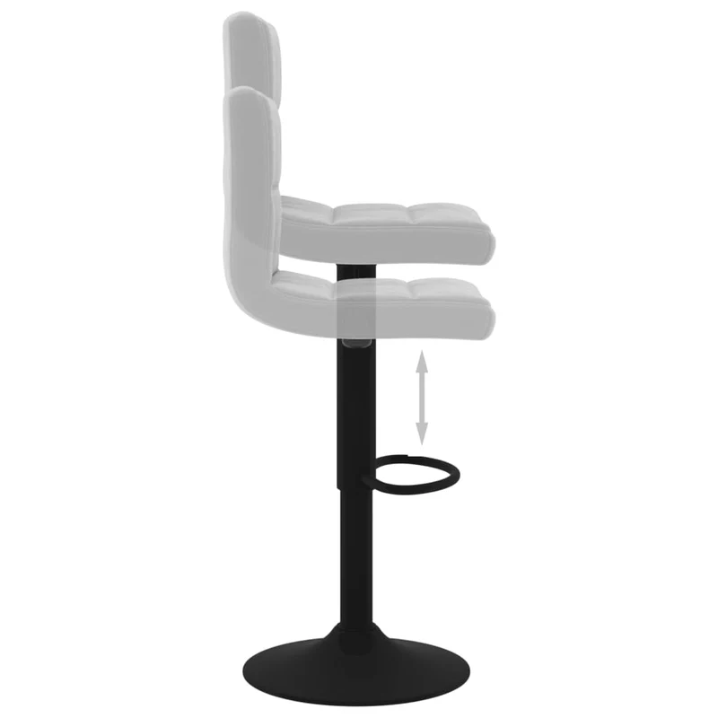 Lot de 2 tabourets de bar chaises hautes hauteur réglable en velours gris clair et acier noir DEC029689
