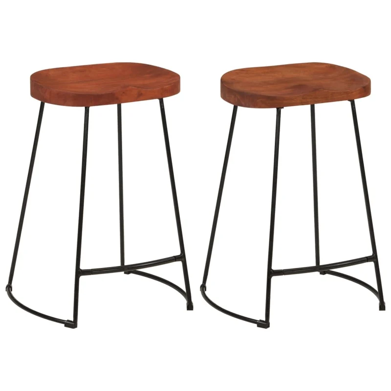 Lot de 2 tabourets de bar 45 x 40 x 63cm en bois massif manguier et fer DEC029592