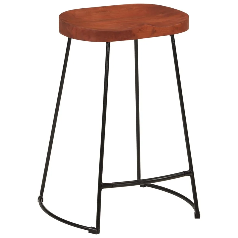 Lot de 2 tabourets de bar 45 x 40 x 63cm en bois massif manguier et fer DEC029592