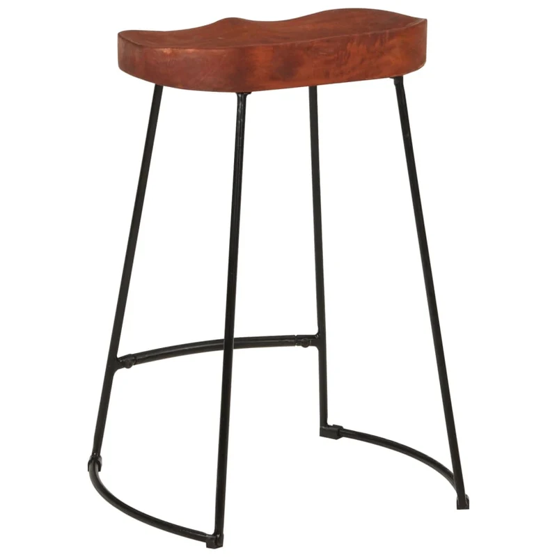 Lot de 2 tabourets de bar 45 x 40 x 63cm en bois massif manguier et fer DEC029592