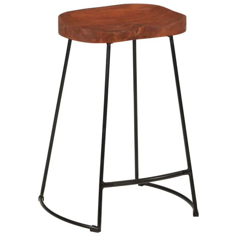 Lot de 2 tabourets de bar 45 x 40 x 63cm en bois massif manguier et fer DEC029592