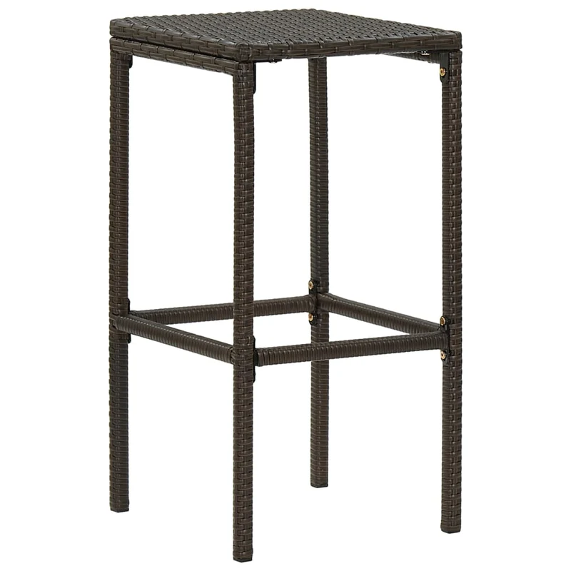 Lot de 4 tabourets de bar avec repose-pieds et coussins crème en résine tressée marron DEC029580