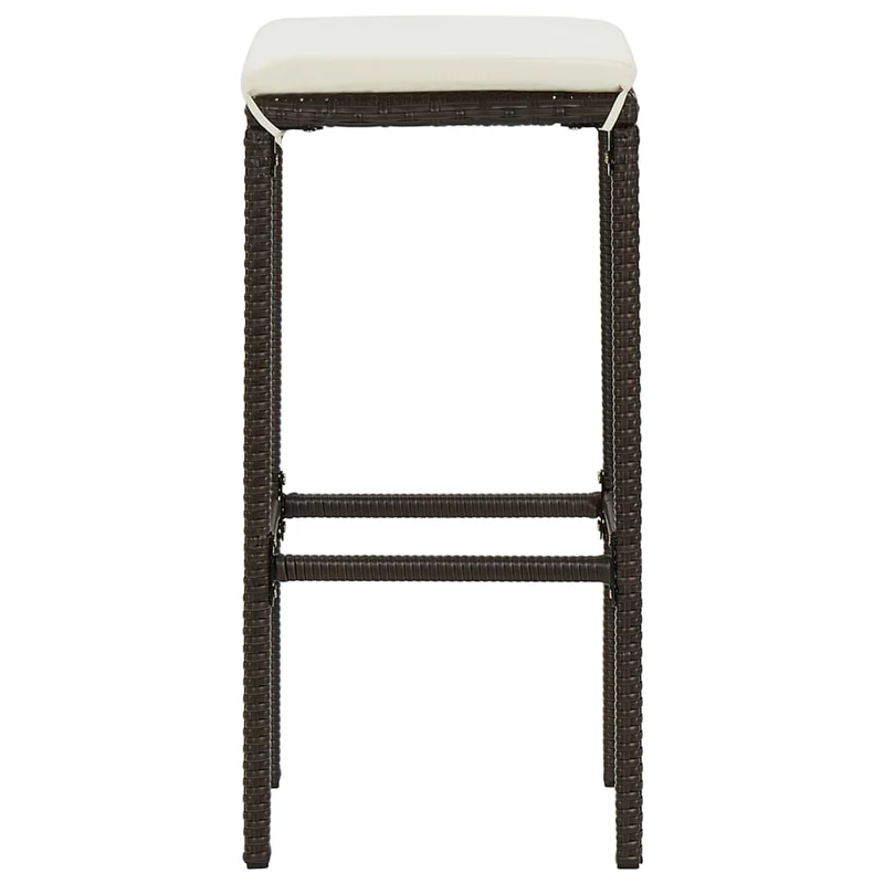 Lot de 4 tabourets de bar avec repose-pieds et coussins crème en résine tressée marron DEC029580