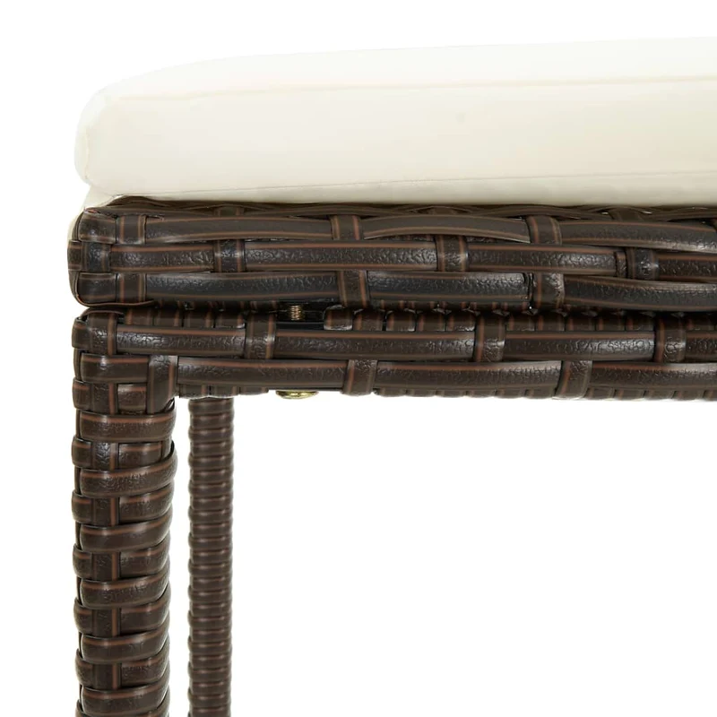 Lot de 4 tabourets de bar avec repose-pieds et coussins crème en résine tressée marron DEC029580