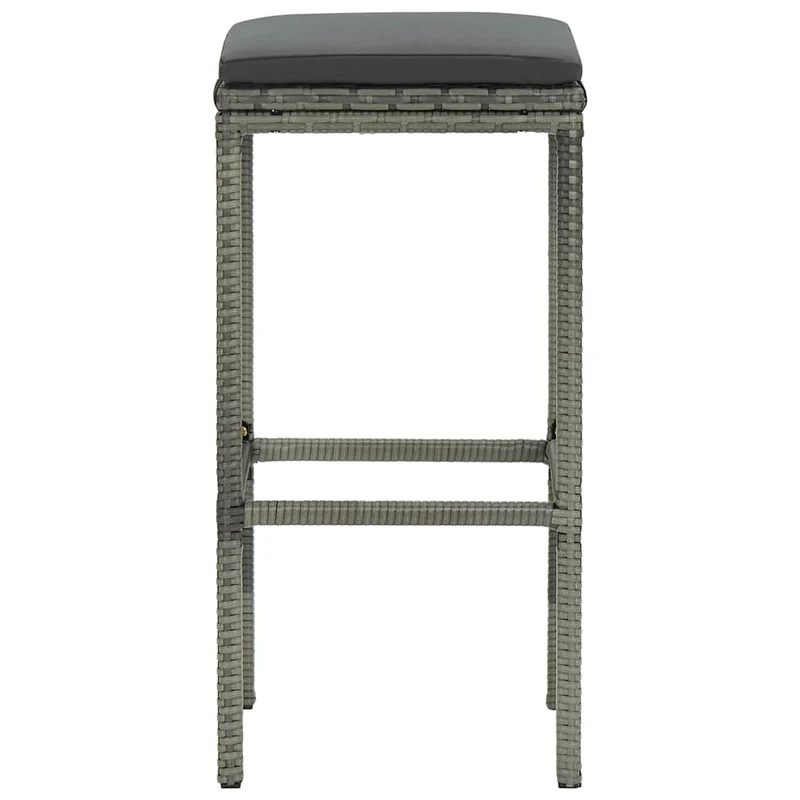 Lot de 4 tabourets de bar avec coussins gris et repose-pied en résine tressée gris DEC029579