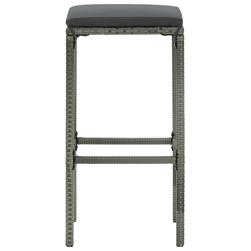 Lot de 4 tabourets de bar avec coussins gris et repose-pied en résine tressée gris DEC029579