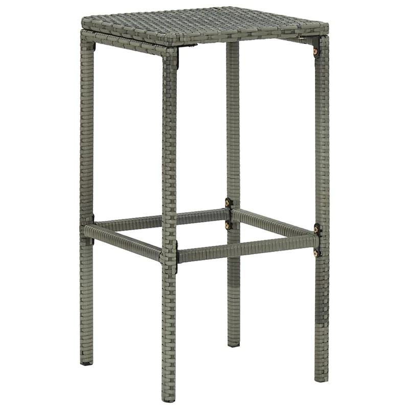 Lot de 2 tabourets de bar avec coussin gris et repose-pied en résine tressée gris DEC029574
