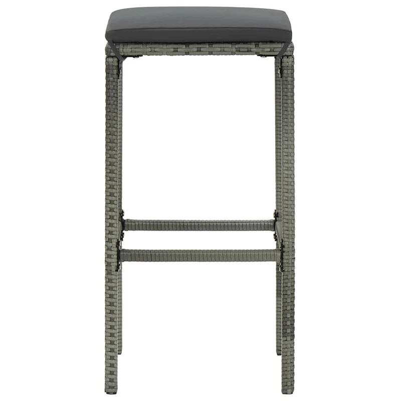 Lot de 2 tabourets de bar avec coussin gris et repose-pied en résine tressée gris DEC029574