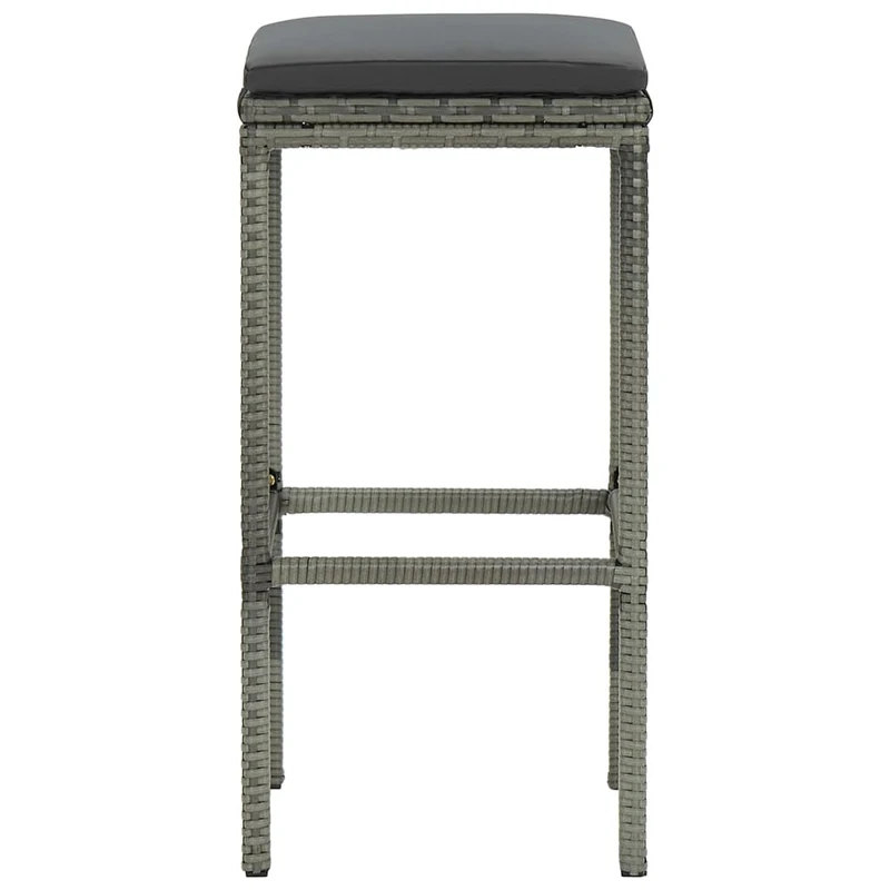 Lot de 2 tabourets de bar avec coussin gris et repose-pied en résine tressée gris DEC029574