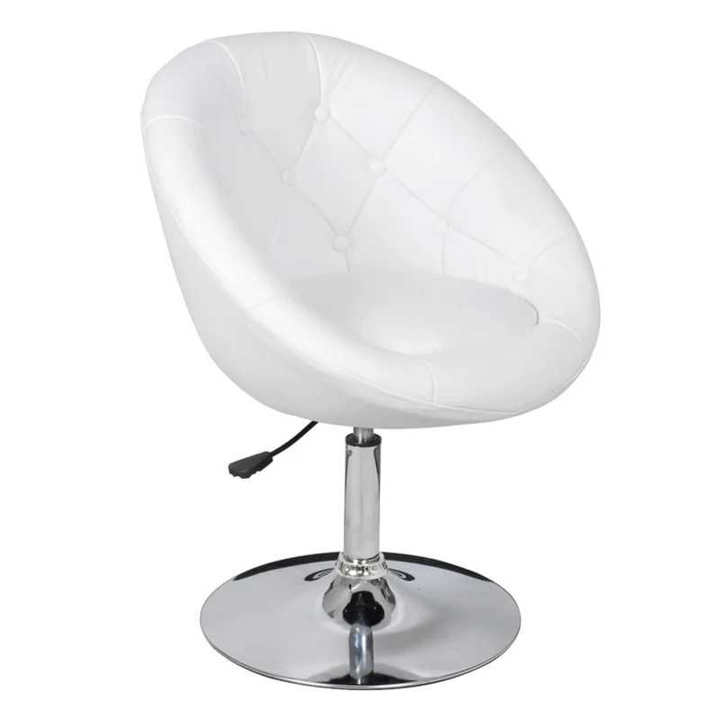Fauteuil lounge oeuf hauteur réglable en PVC blanc et acier DEC029443