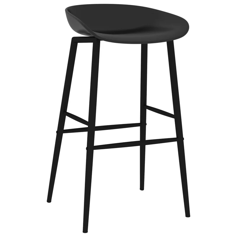 Lot de 2 tabourets de bar chaises haute dossier bas en PP noir et métal DEC029400
