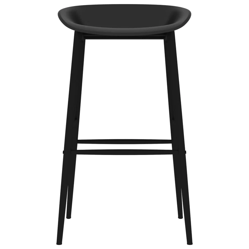 Lot de 2 tabourets de bar chaises haute dossier bas en PP noir et métal DEC029400