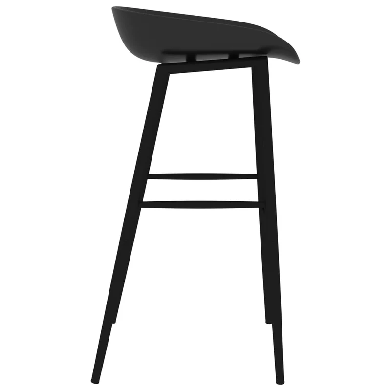 Lot de 2 tabourets de bar chaises haute dossier bas en PP noir et métal DEC029400