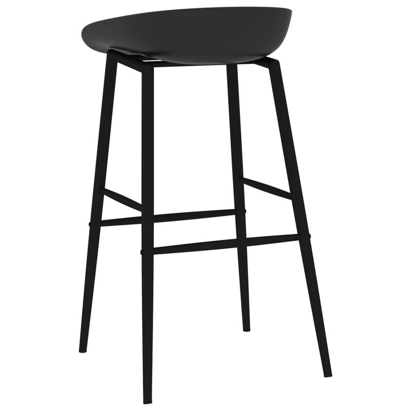 Lot de 2 tabourets de bar chaises haute dossier bas en PP noir et métal DEC029400