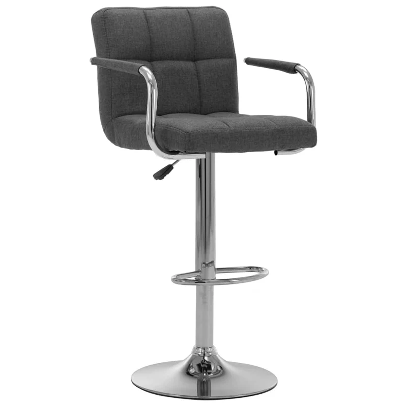 Tabourets de bar x2 chaises haute avec dossiers et accoudoirs en tissu gris foncé et cadre en acier DEC029396