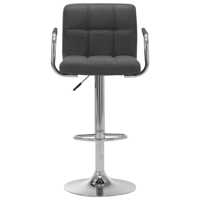 Tabourets de bar x2 chaises haute avec dossiers et accoudoirs en tissu gris foncé et cadre en acier DEC029396
