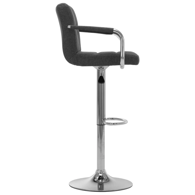 Tabourets de bar x2 chaises haute avec dossiers et accoudoirs en tissu gris foncé et cadre en acier DEC029396