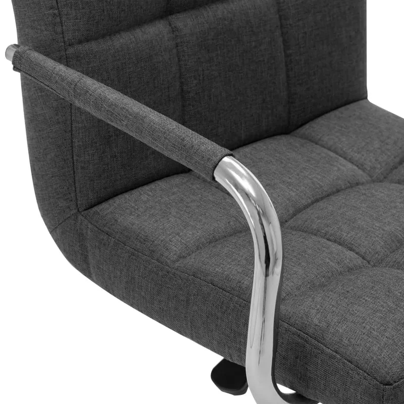 Tabourets de bar x2 chaises haute avec dossiers et accoudoirs en tissu gris foncé et cadre en acier DEC029396