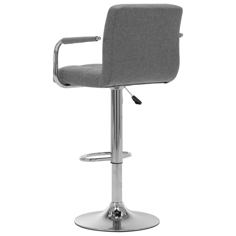 Tabourets de bar x2 chaises haute avec dossiers et accoudoirs en tissu gris clair et acier DEC029394