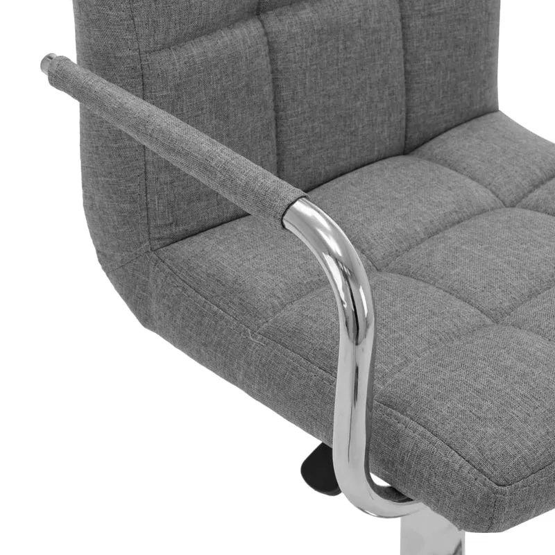 Tabourets de bar x2 chaises haute avec dossiers et accoudoirs en tissu gris clair et acier DEC029394