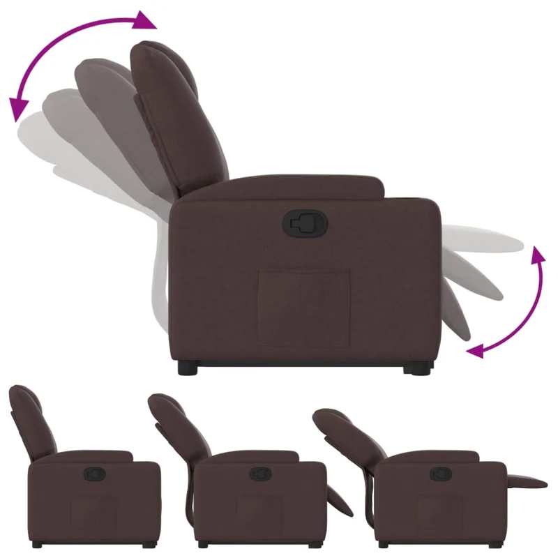 Fauteuil relax TV rembourrage confortable fonction de levage électrique en tissu marron foncé DEC028010