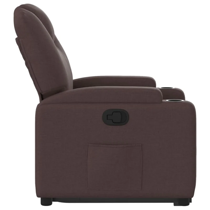 Fauteuil relax TV rembourrage confortable fonction de levage électrique en tissu marron foncé DEC028010