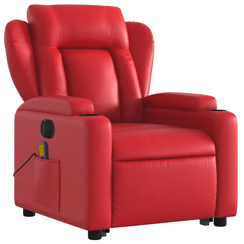 Fauteuil de relaxation fonction massage et inclinable fonction de levage électrique en PVC rouge DEC027855