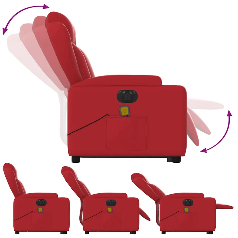 Fauteuil de relaxation fonction massage et inclinable fonction de levage électrique en PVC rouge DEC027855