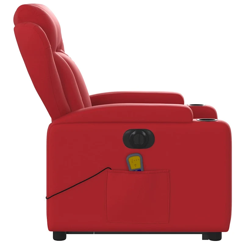 Fauteuil de relaxation fonction massage et inclinable fonction de levage électrique en PVC rouge DEC027855