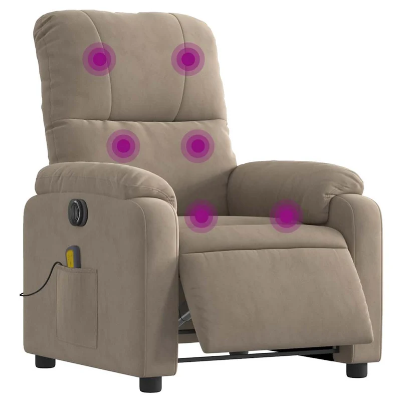 Fauteuil de relaxation fonction massage et inclinable 6 points de massage en tissu taupe DEC027859