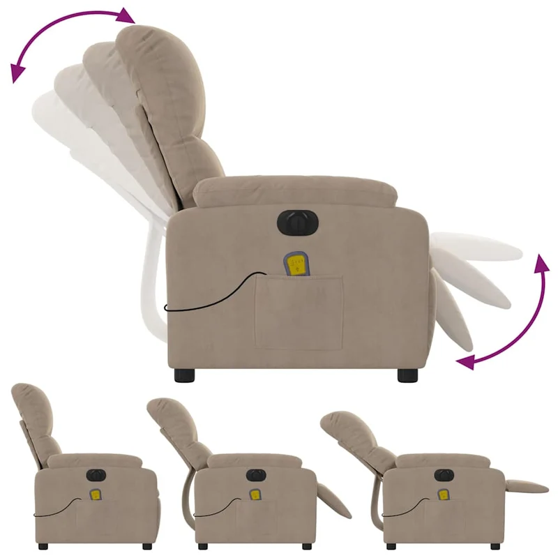 Fauteuil de relaxation fonction massage et inclinable 6 points de massage en tissu taupe DEC027859
