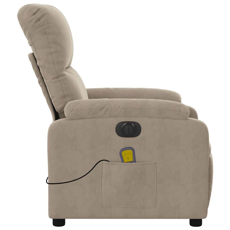 Fauteuil de relaxation fonction massage et inclinable 6 points de massage en tissu taupe DEC027859